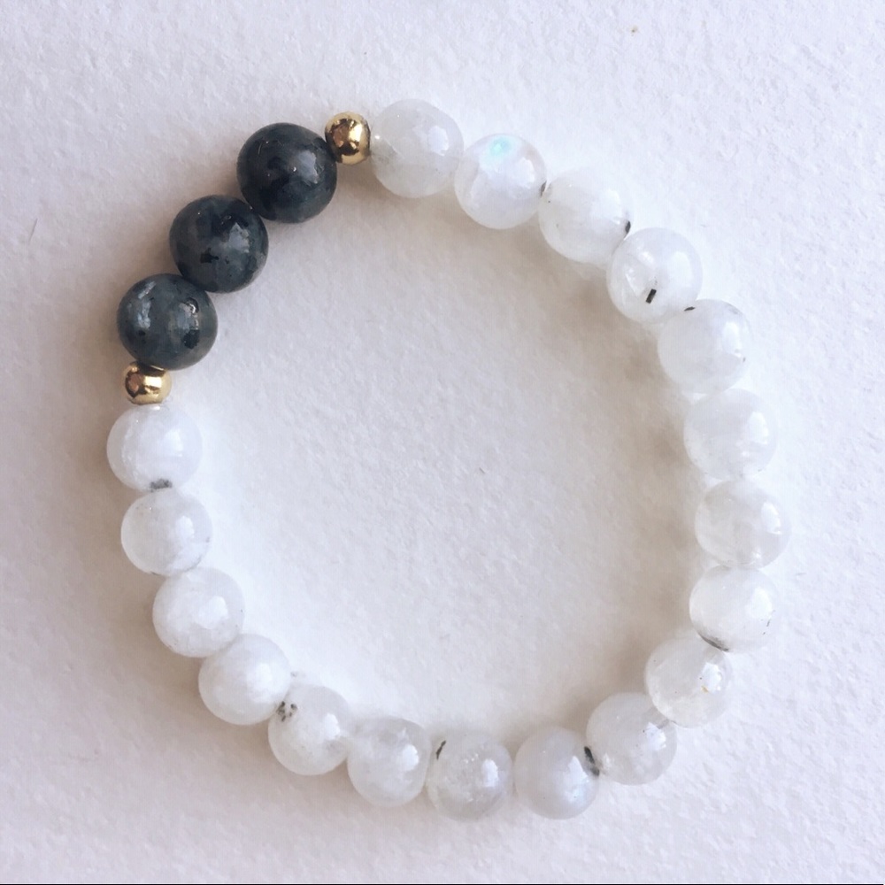 ☆ Rainbow Moonstone & Black Labradorite Bracelet